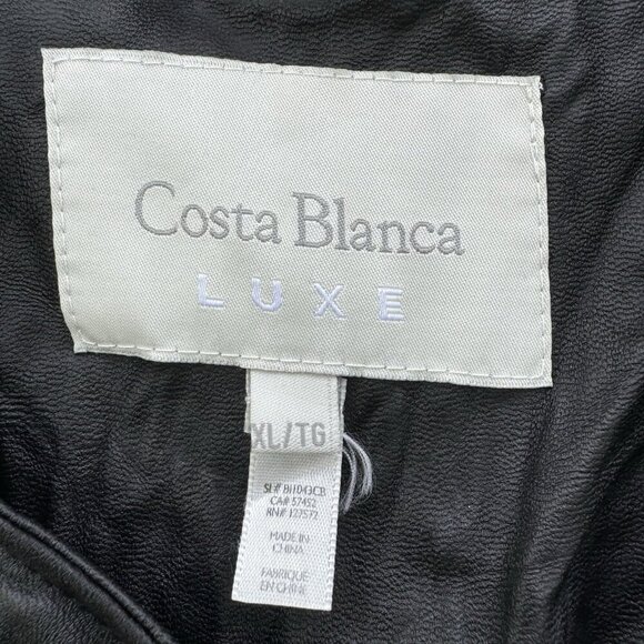 Costa Blanca Vegan Leather Black Jacket Wrinkled Look Size Large - Picture 14 of 16